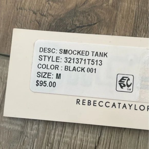 NWT REBECCA TAYLOR Black Tank Crinkle crop top | Medium - smocked cami - Picture 8 of 10